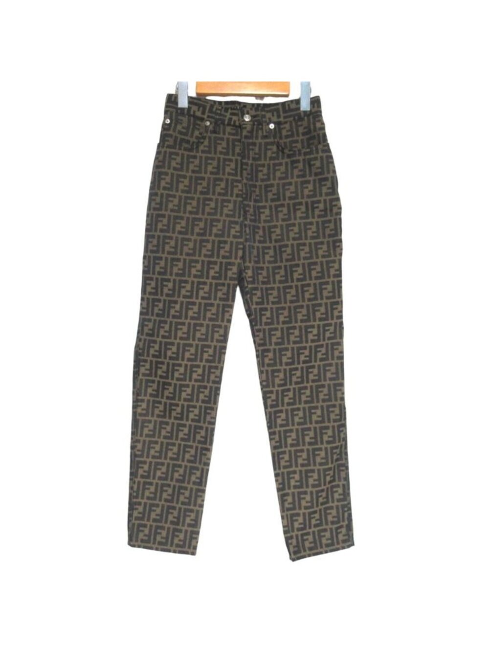 Fendi Vintage Zucca Pattern Jacquard Pants Beige Black